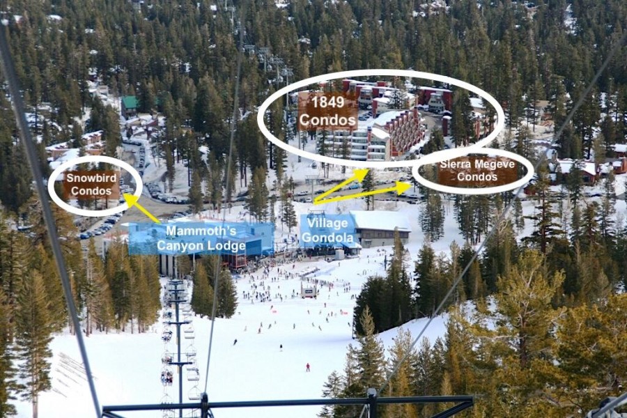 Slopeside Location to Mammoth's Canyon Lodge