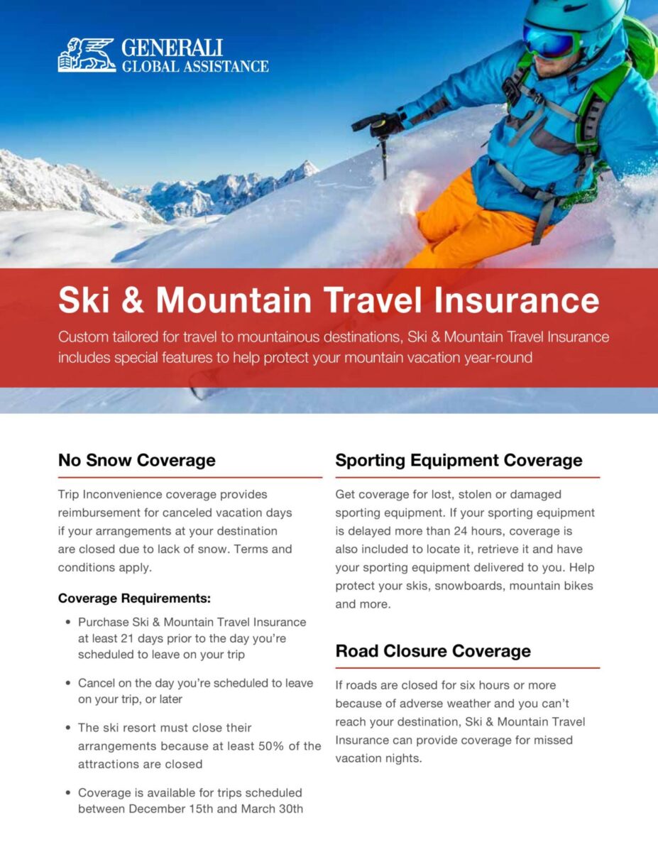 Ski  Mountain Travel Insurance  1849 Mountain Rentals