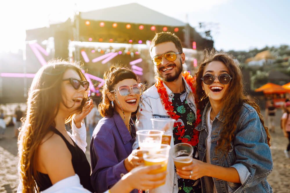 Photo of people with drinks in hand enjoying Mammoth Lakes summer events